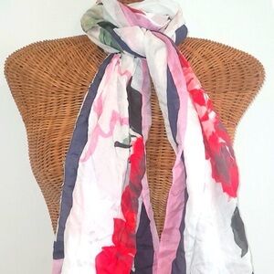 Talbots Pink Floral Modal Scarf Lightweight Spring Summer Wrap